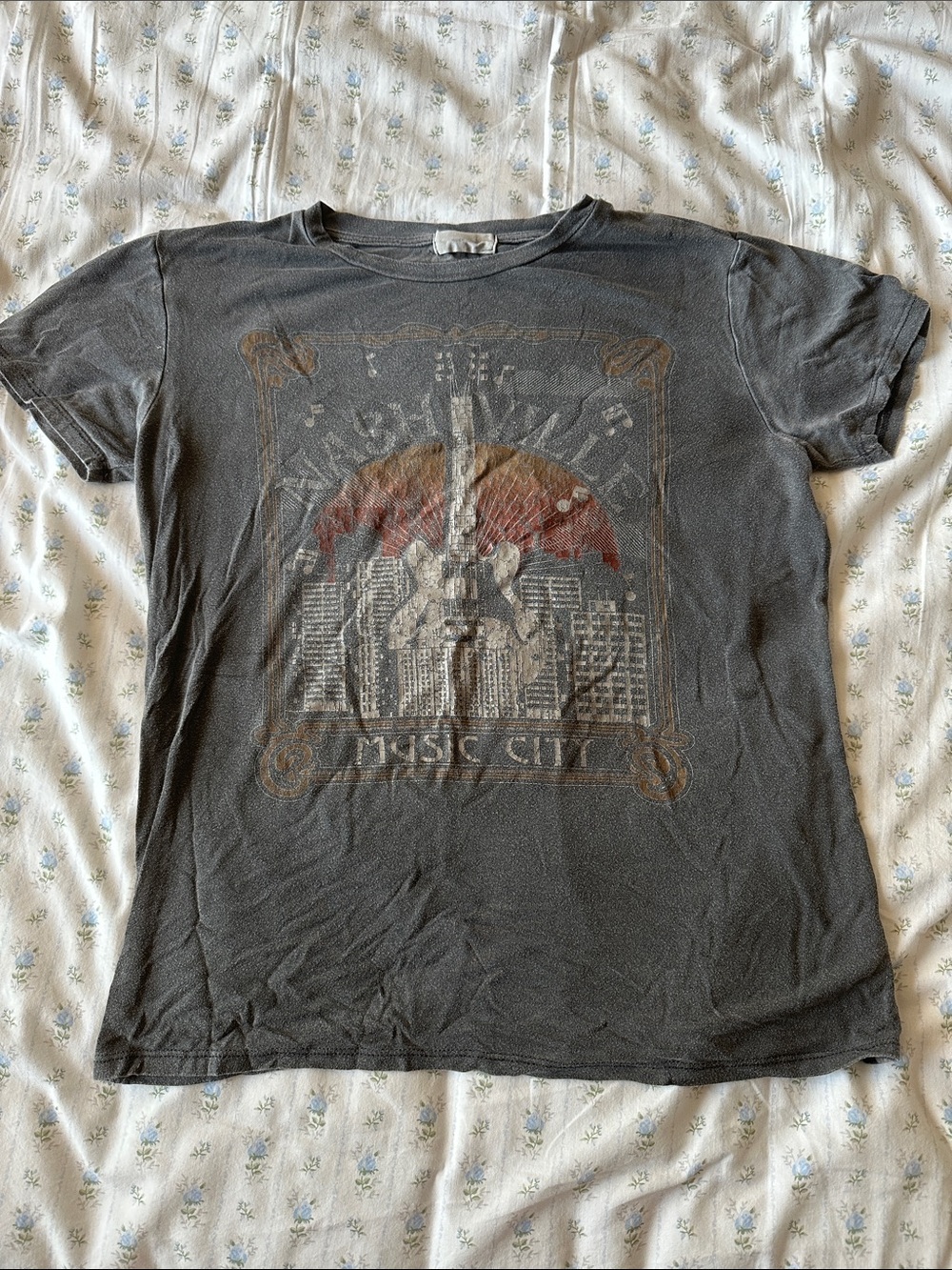 Men's Graphic Crewneck T-Shirt - Charcoal Music City Print